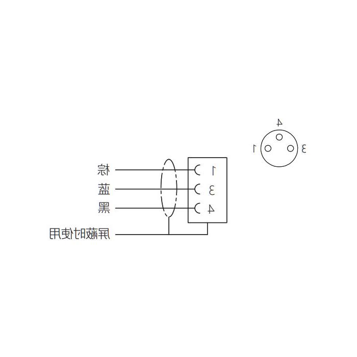 M8 3-PIN, female 90°, single-end precast PUR flexible cable, black sheathed, 63S061-XXX